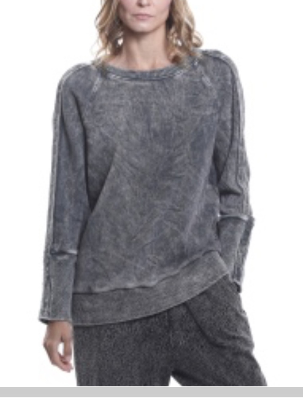 MICHAEL STARS Textured Crewneck Sweater in Dark Gray! S